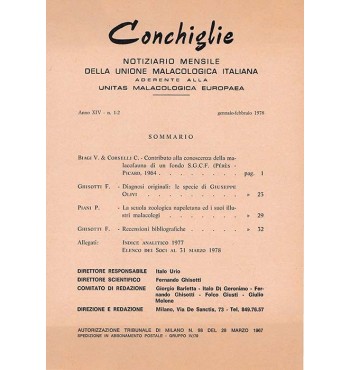 Conchiglie 1978 annata completa, volumi 1-2, 3-6, 7-8, 9-10, 11-12 (5 fascicoli)