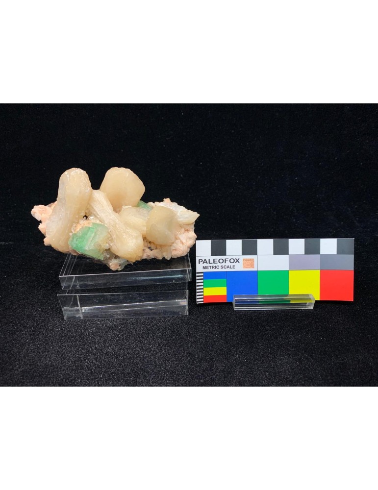 Green Apophyllite-(KF) with Golden Stilbite on Basaltic Matrix MIN-00086