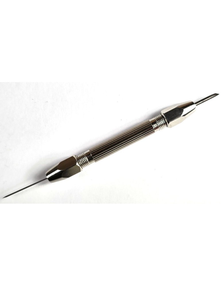 Double-sided pin vise incl. 4 collets, silver