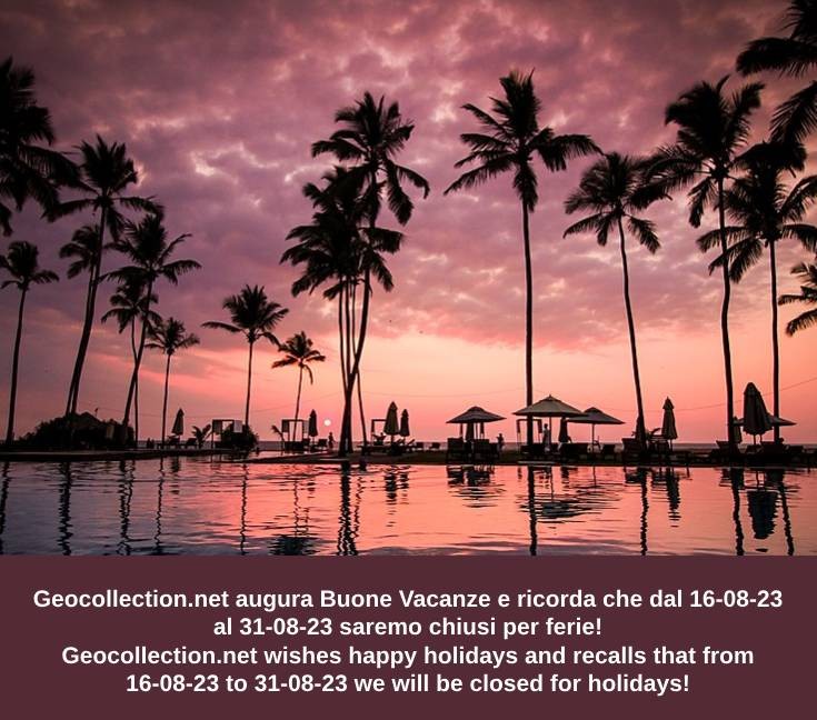 Geocollection.net wishes happy holidays and recalls that from 16-08-23 to 31-08-23 we will be closed for holidays!
